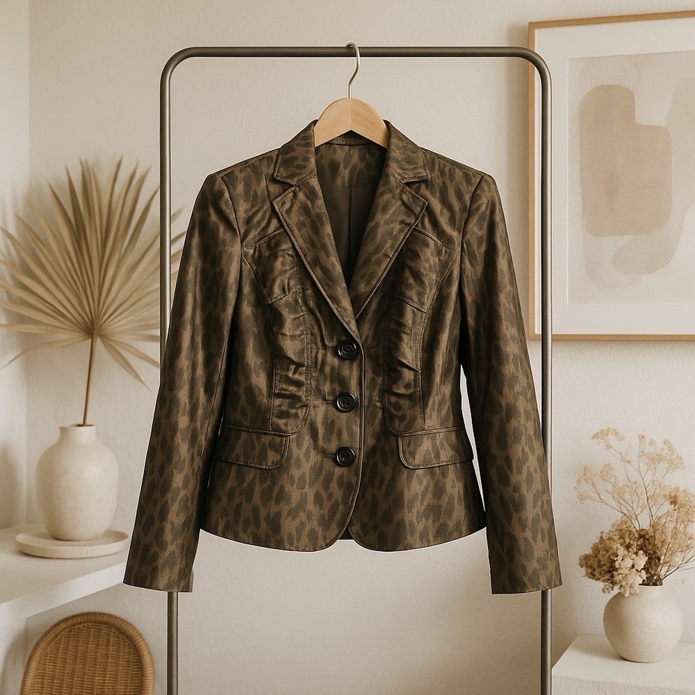 Chico’s Brown Layla Jacket Leopard Animal Print Chico’s 1 or size 8